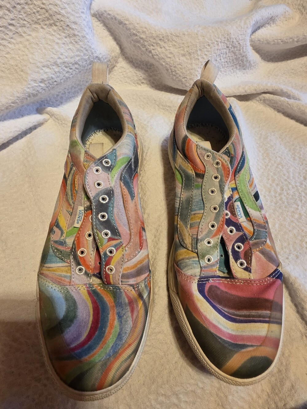 Vans Multicolor Swirl Canvas Sneakers — Pink, Green, Blue, Yellow
